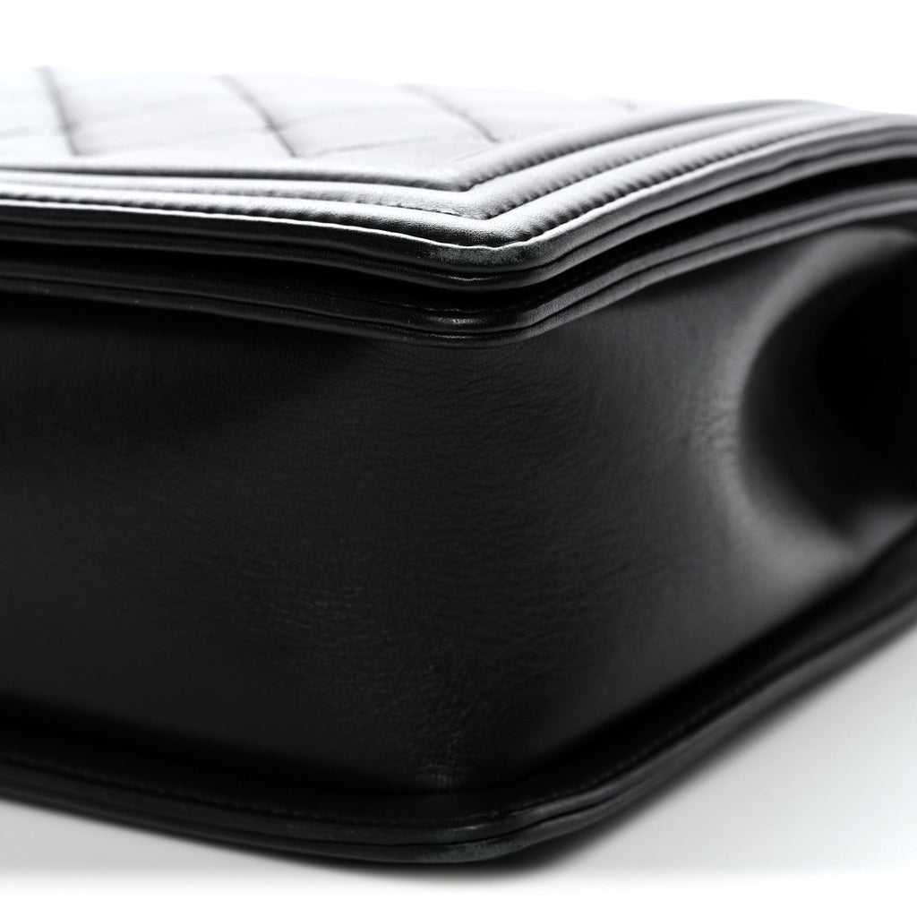 Calfskin Quilted Medium Boy Flap Black