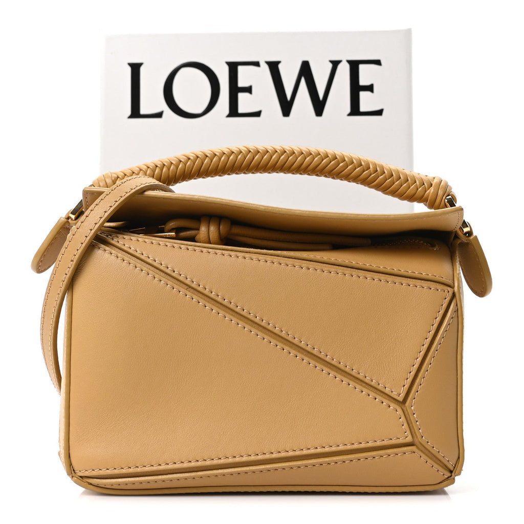 Calfskin Mini Woven Puzzle Bag Sahara
