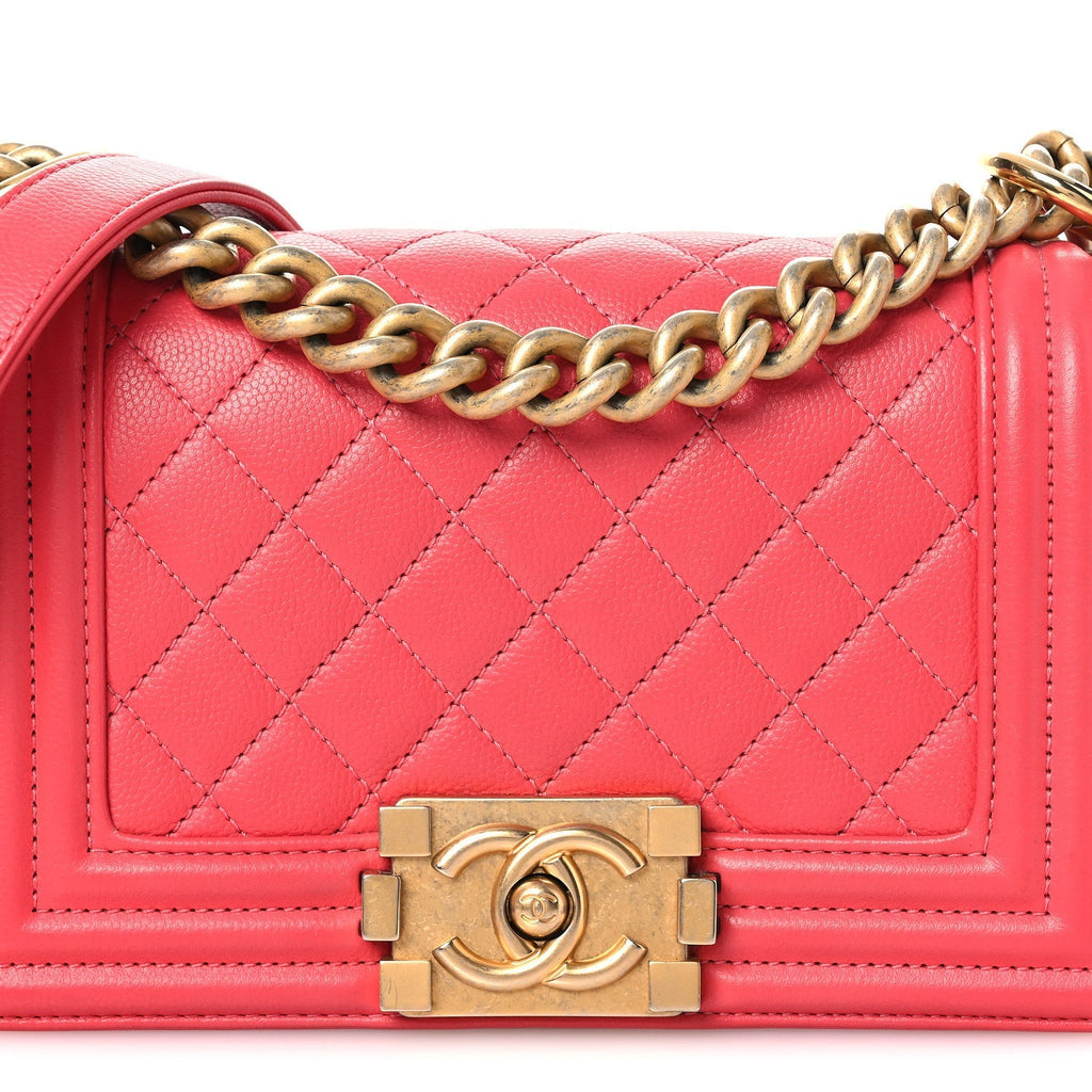 Caviar Quilted Small Boy Flap Pink