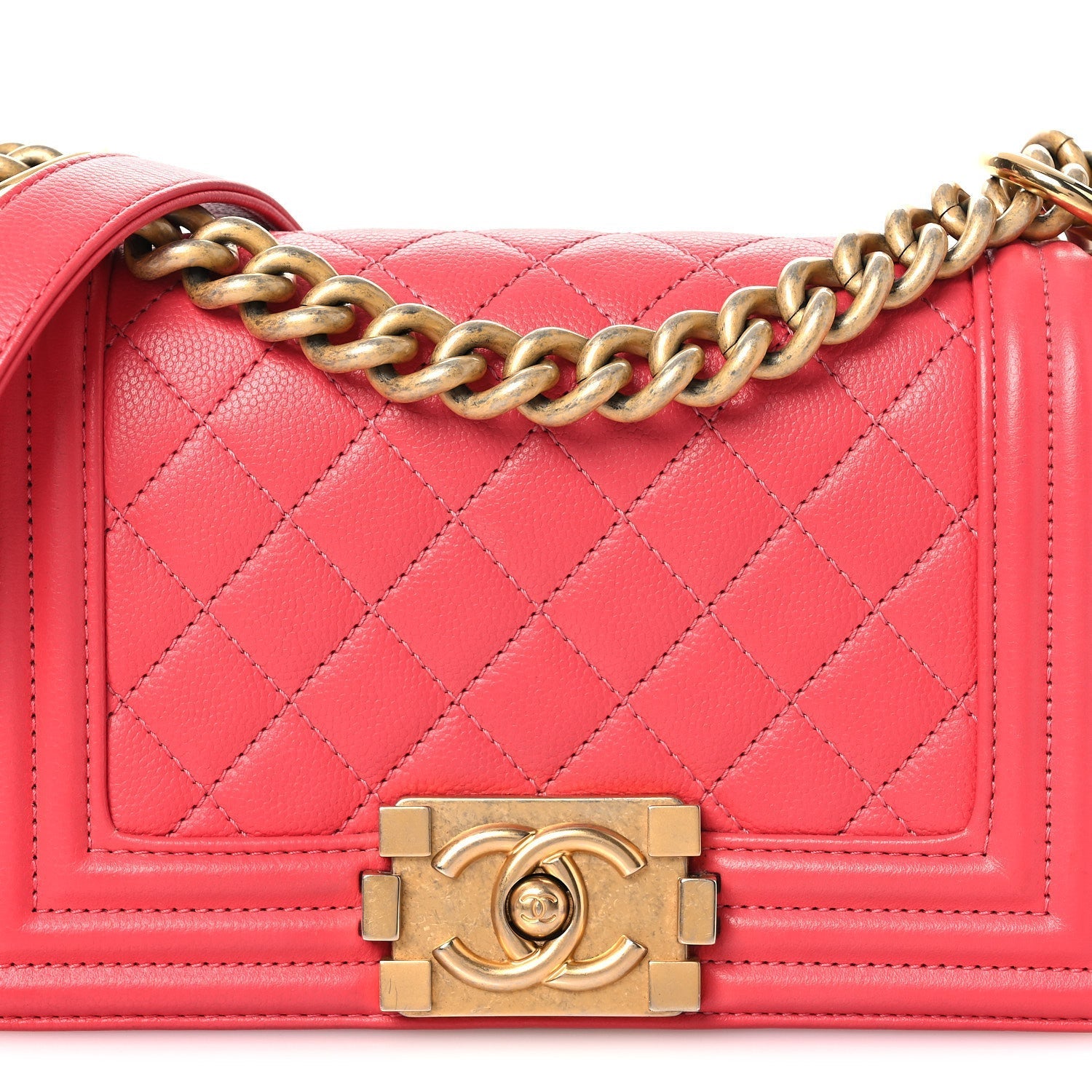 Caviar Quilted Small Boy Flap Pink