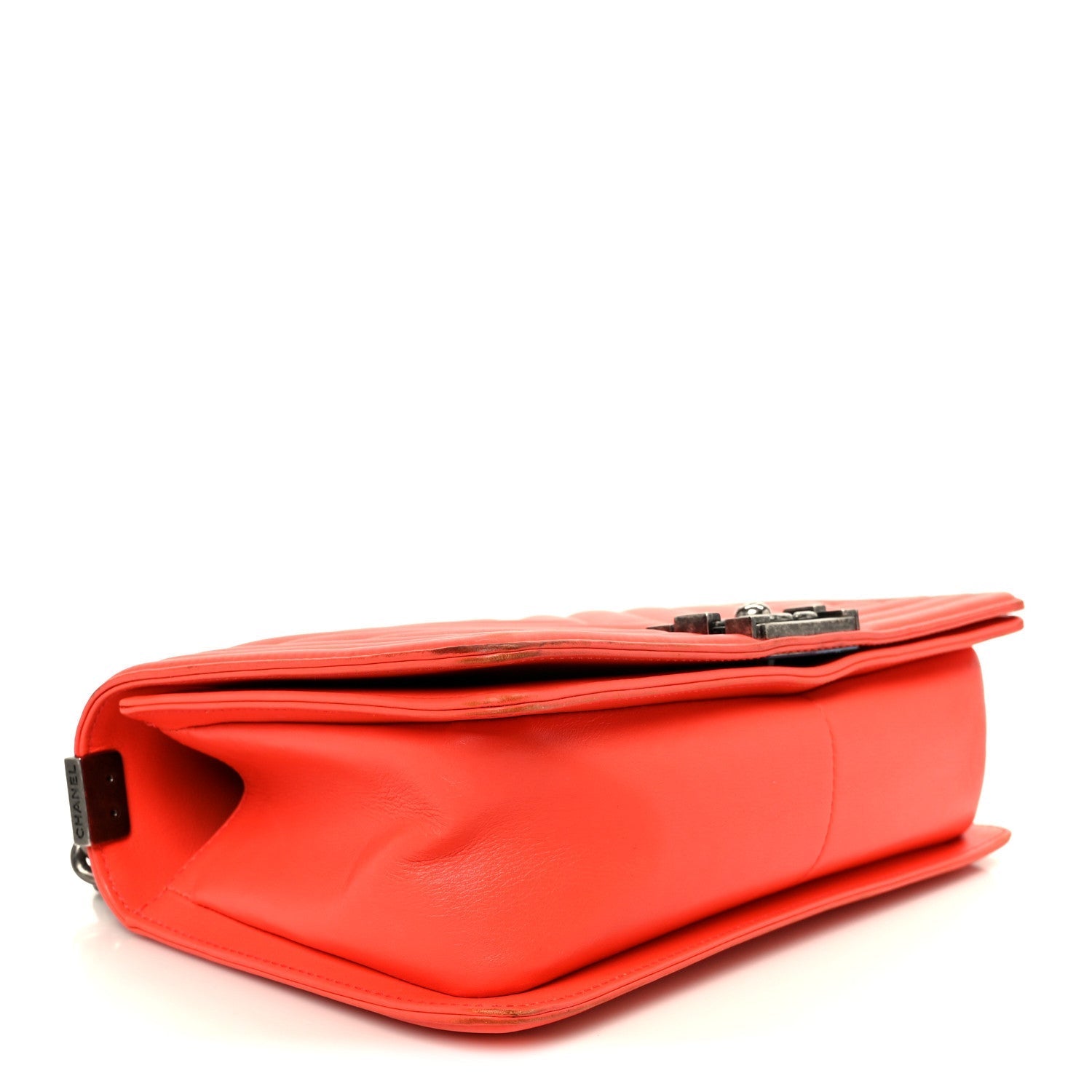 Lambskin Chevron Quilted Medium Boy Flap Red