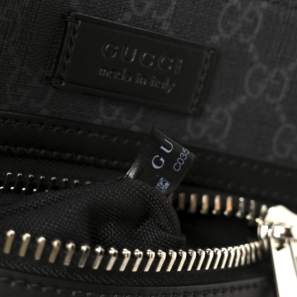 GG Supreme Monogram Web Small Flat Messenger Bag Black Grey