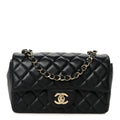 Lambskin Quilted Mini Rectangular Flap Black