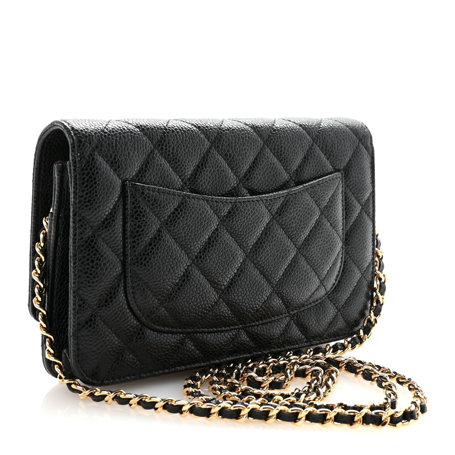 Caviar Quilted Wallet on Chain WOC Black