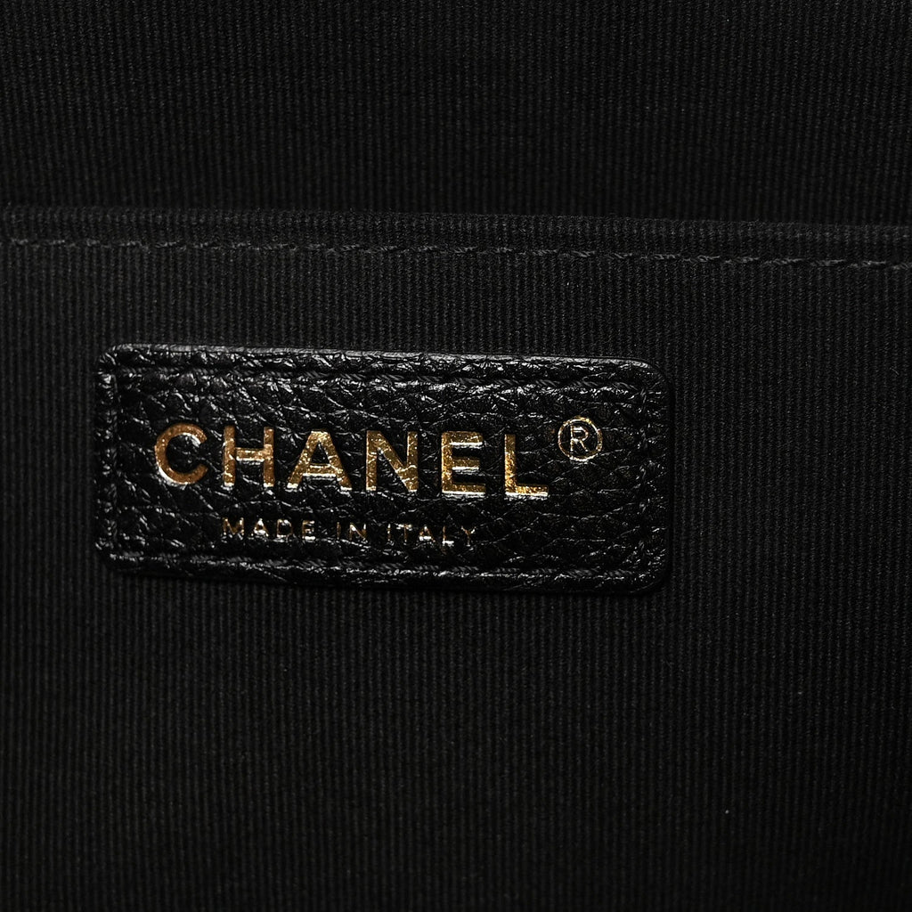 Grained Calfskin Quilted XXL Travel Flap Bag Black