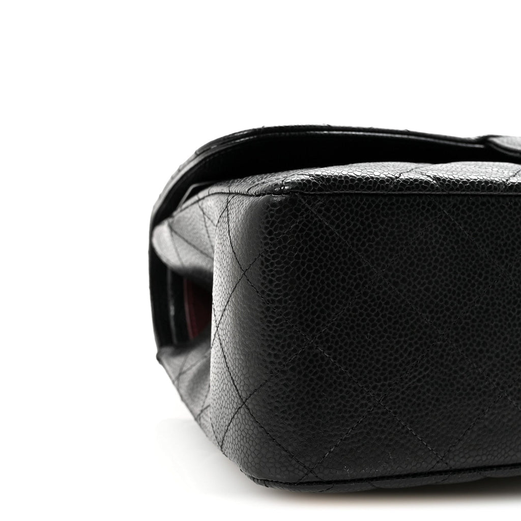 Caviar Quilted Jumbo Double Flap Black