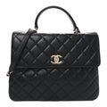 Lambskin Quilted Large Trendy CC Dual Handle Flap Bag Black