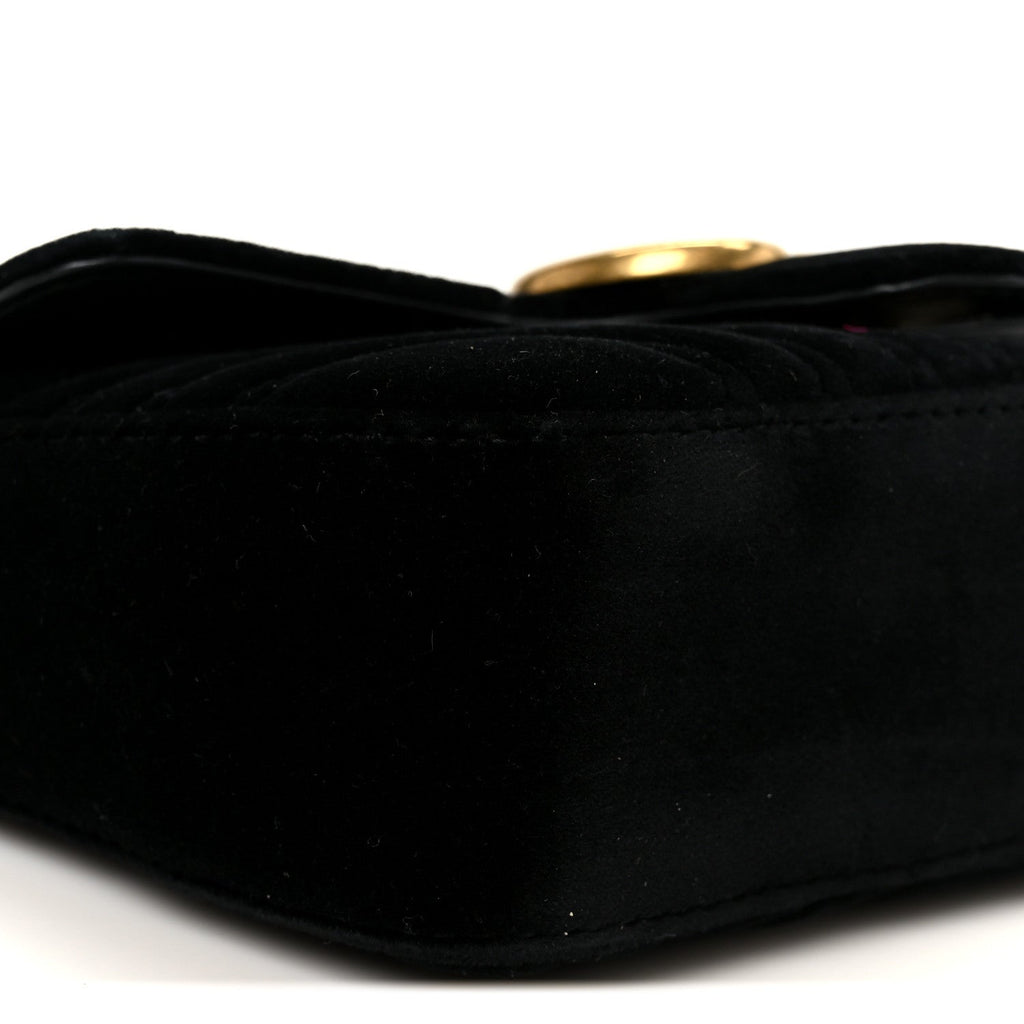 Velvet Matelasse Mini GG Marmont Shoulder Bag  Black
