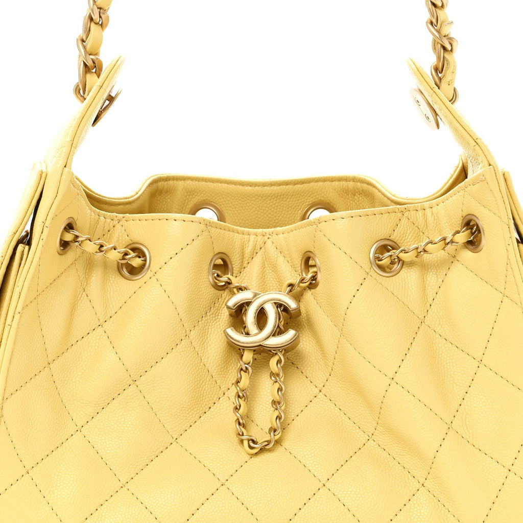 Caviar Quilted Mini Chanel 25 Handbag Yellow