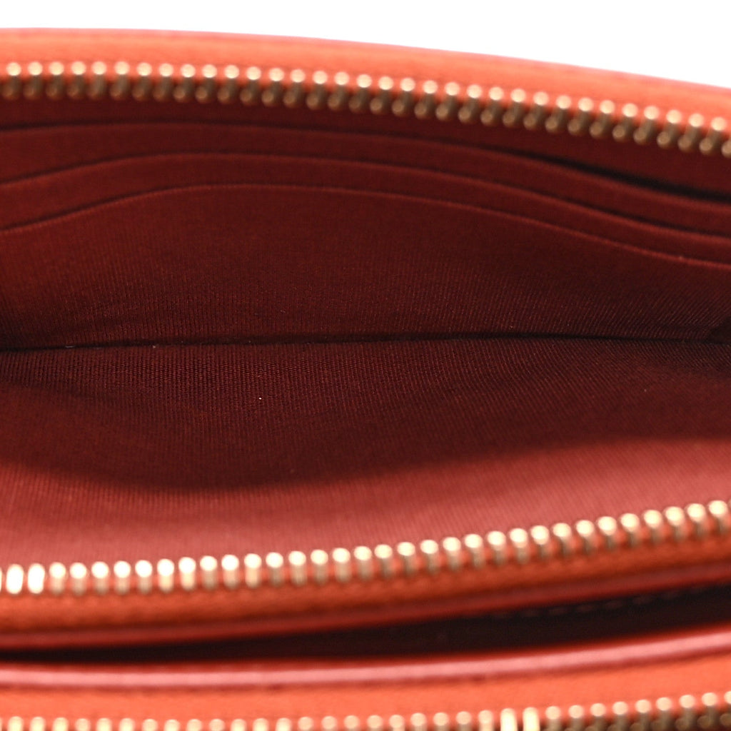 Lambskin Quilted Small Boy Clutch With Chain Orange