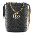 Calfskin Matelasse Mini GG Marmont 2.0 Bucket Bag Black