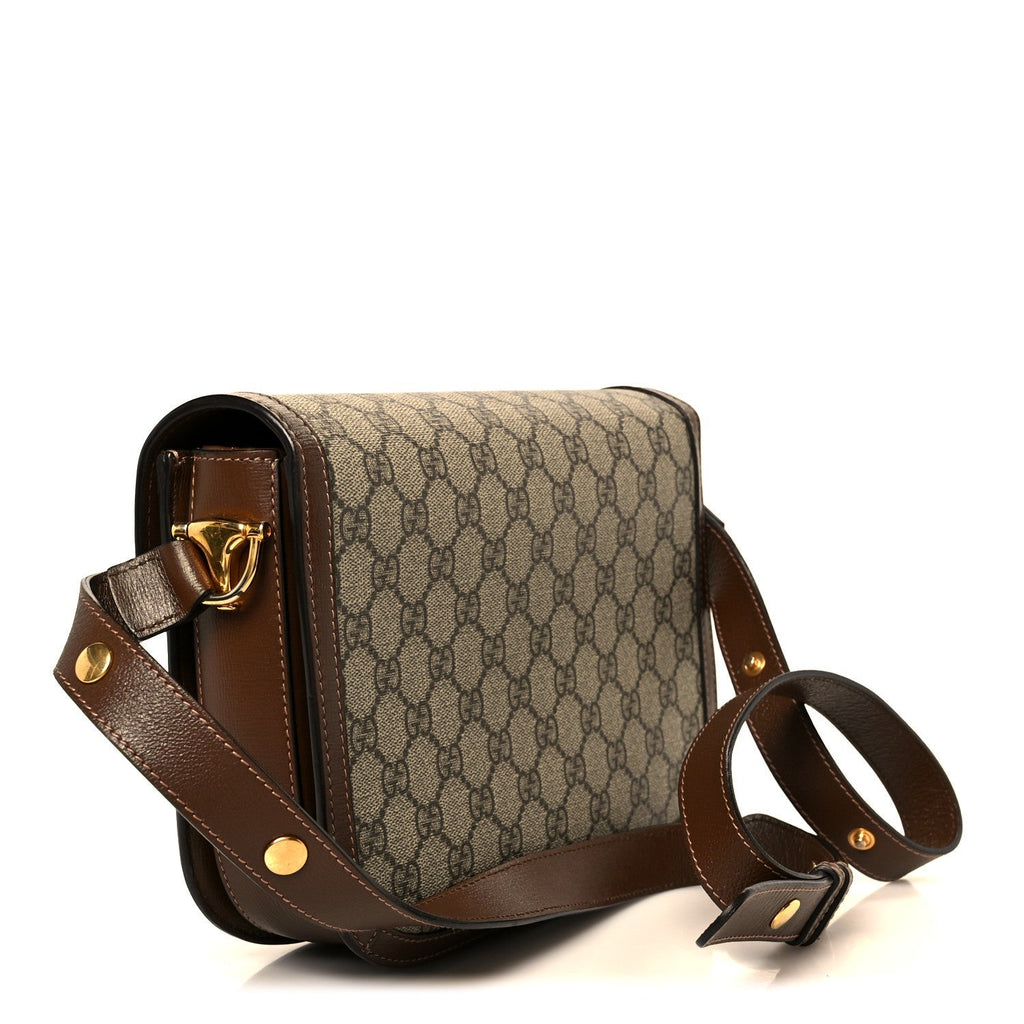 GG Supreme Monogram Horsebit 1955 Shoulder Bag Beige Brown Sugar