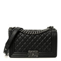 Calfskin Quilted Medium Boy Flap Black