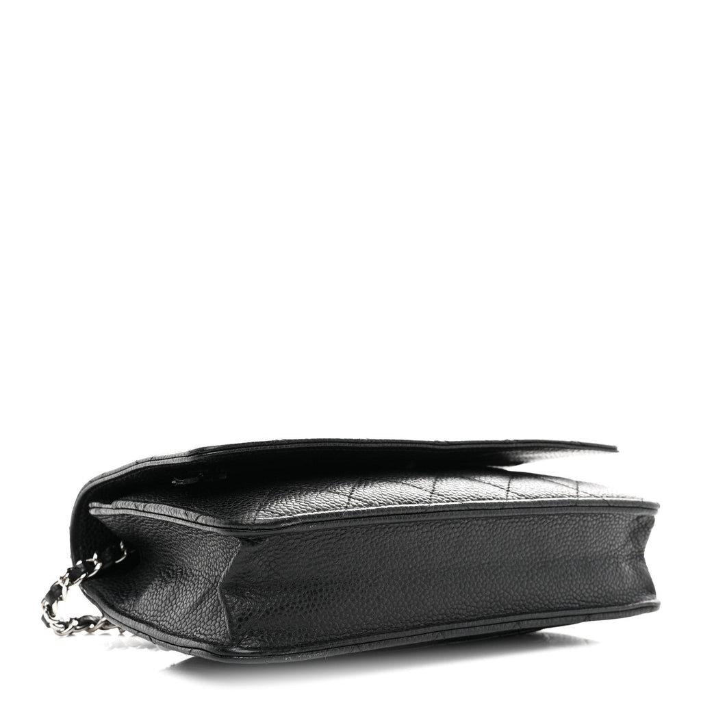 Caviar Quilted Wallet on Chain WOC Black