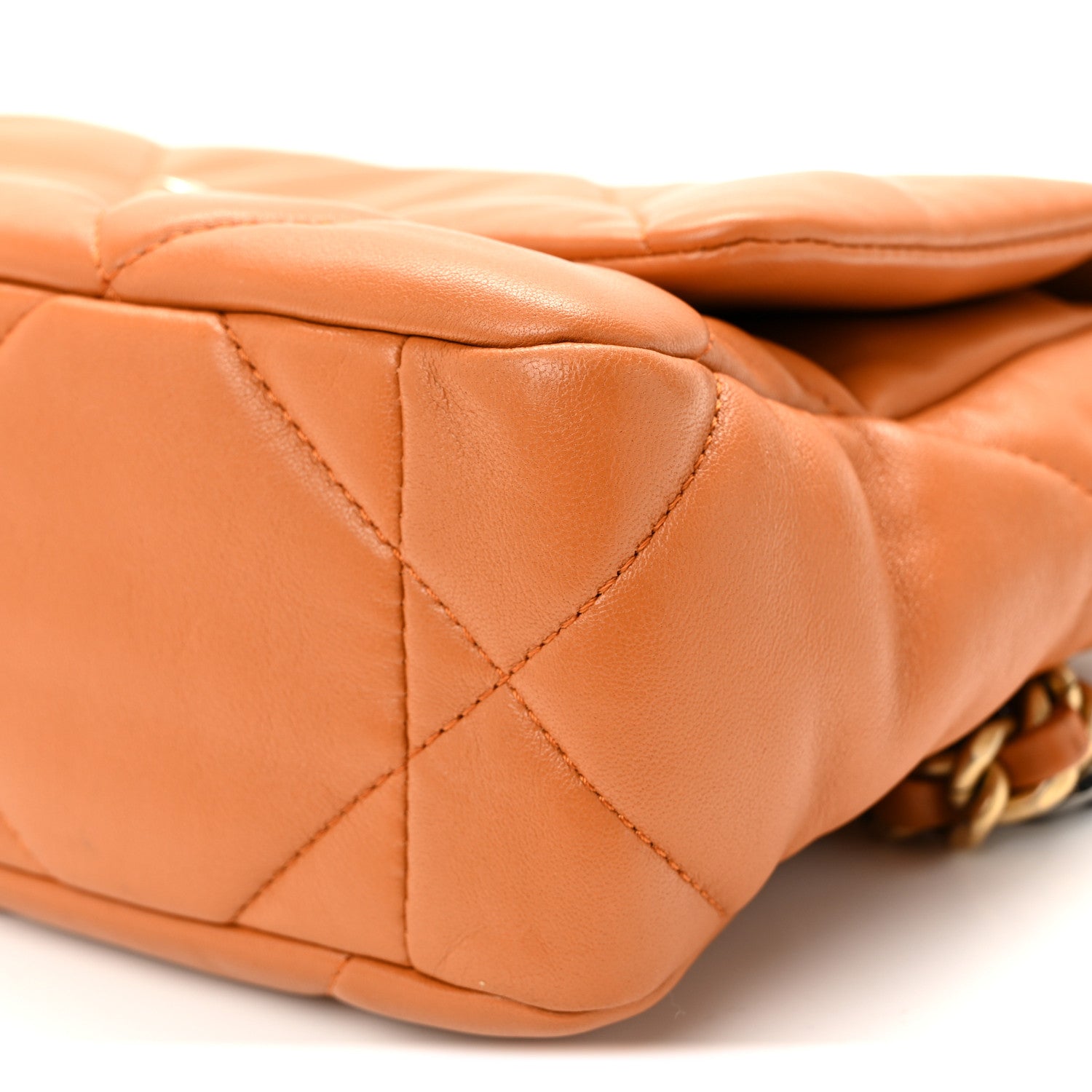 Lambskin Quilted Medium Chanel 19 Flap Light Brown
