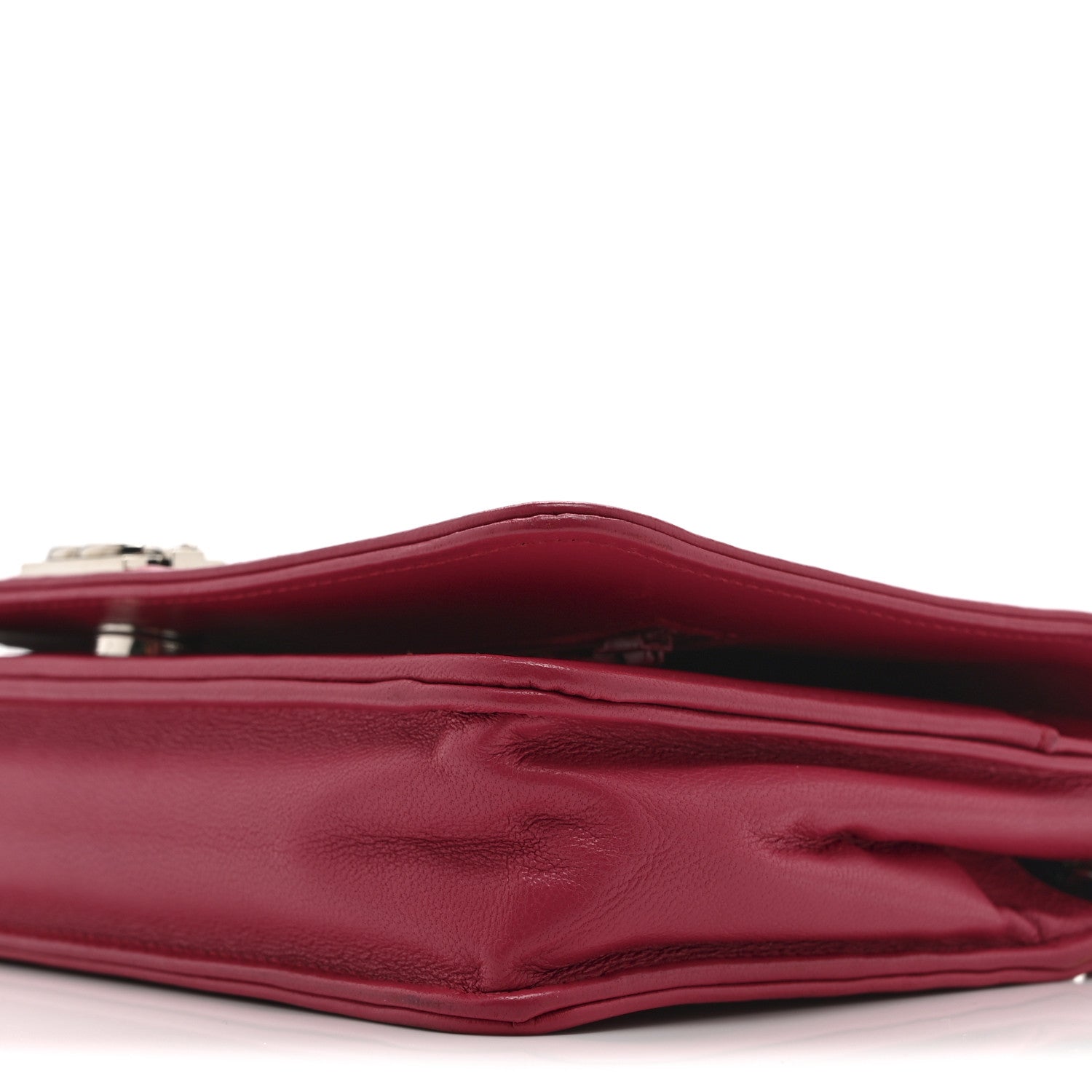 Lambskin Quilted Boy Wallet On Chain WOC Dark Fuchsia