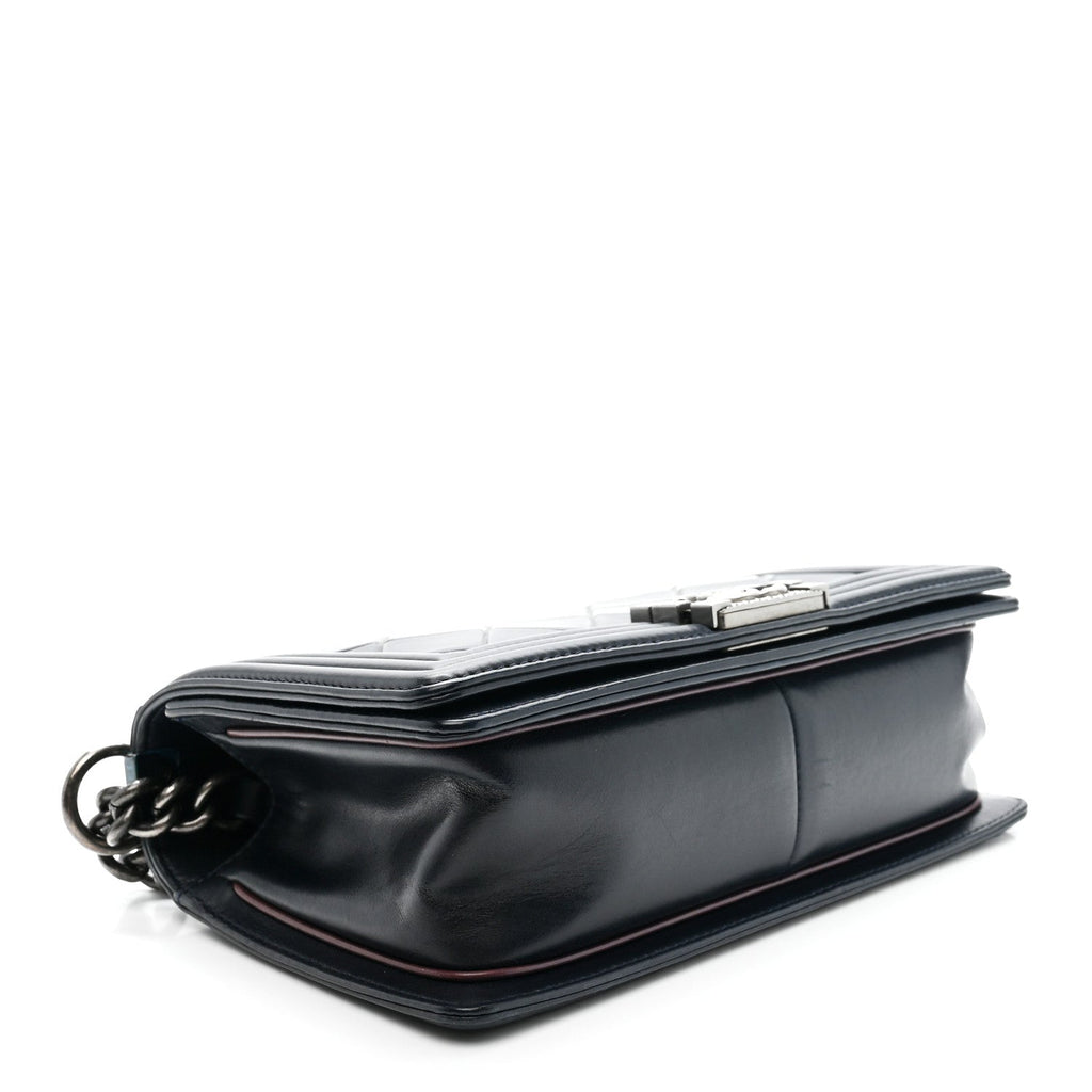 Calfskin Embossed Medium Paris Salzburg Boy Flap Navy