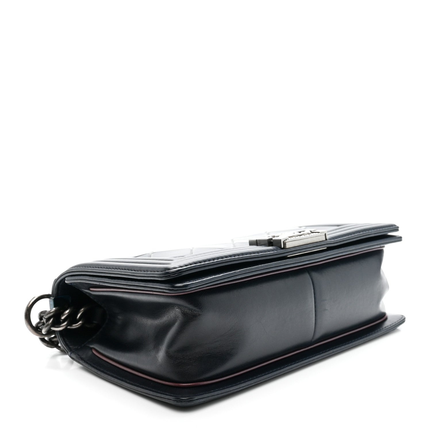 Calfskin Embossed Medium Paris Salzburg Boy Flap Navy