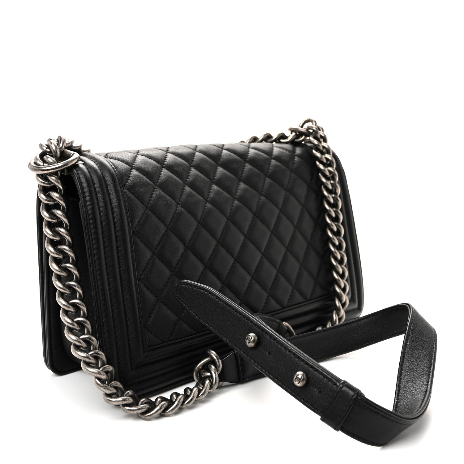 Calfskin Quilted Medium Boy Flap Black