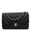Lambskin Quilted Jumbo Double Flap Black