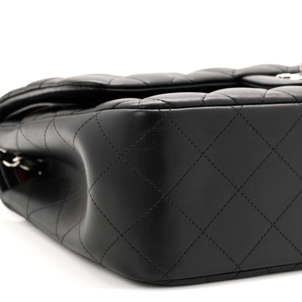 Lambskin Quilted Jumbo Double Flap Black