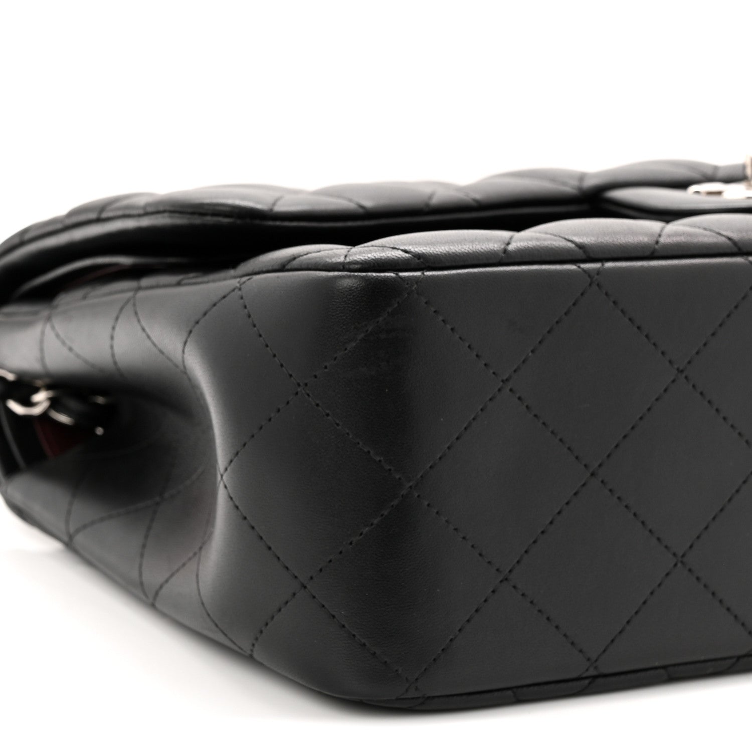 Lambskin Quilted Jumbo Double Flap Black