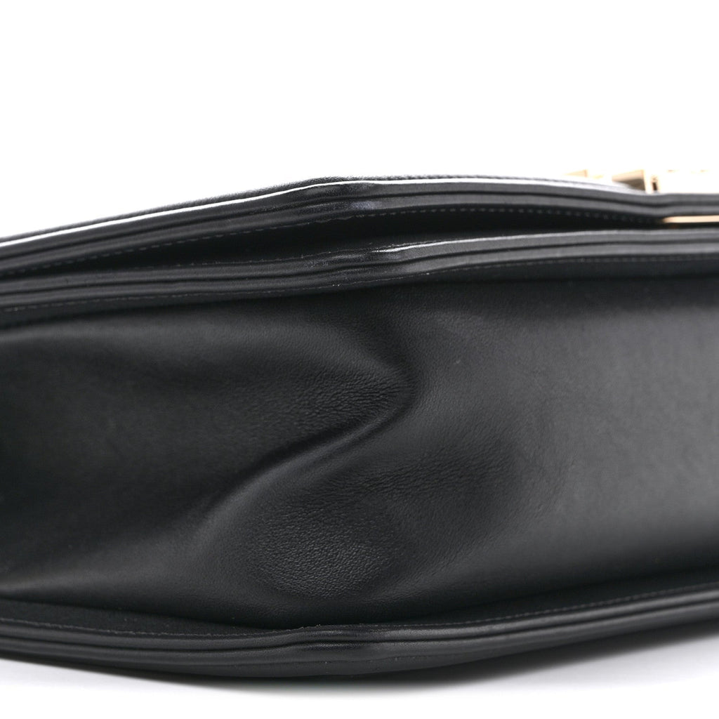 Calfskin Braided Medium Boy Flap Black