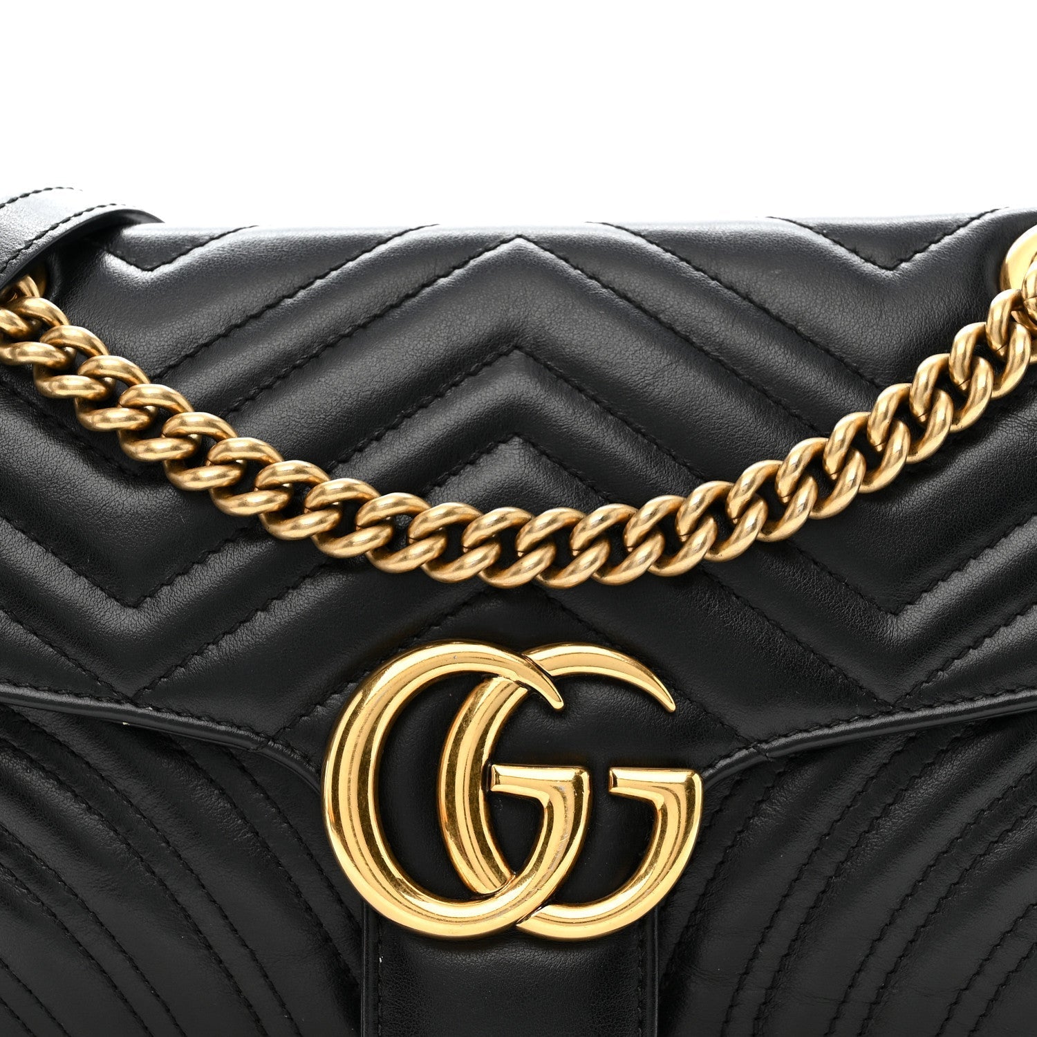 Calfskin Matelasse Small GG Marmont Shoulder Bag Black