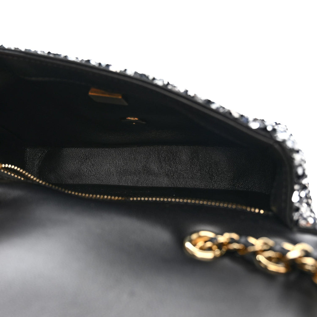 Sequin Quilted Small Single Flap Black White Grey