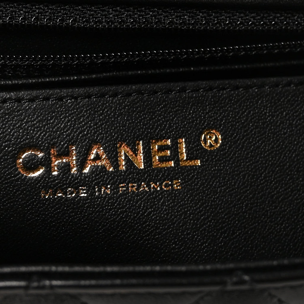 Lambskin Quilted Mini Rectangular Flap Black
