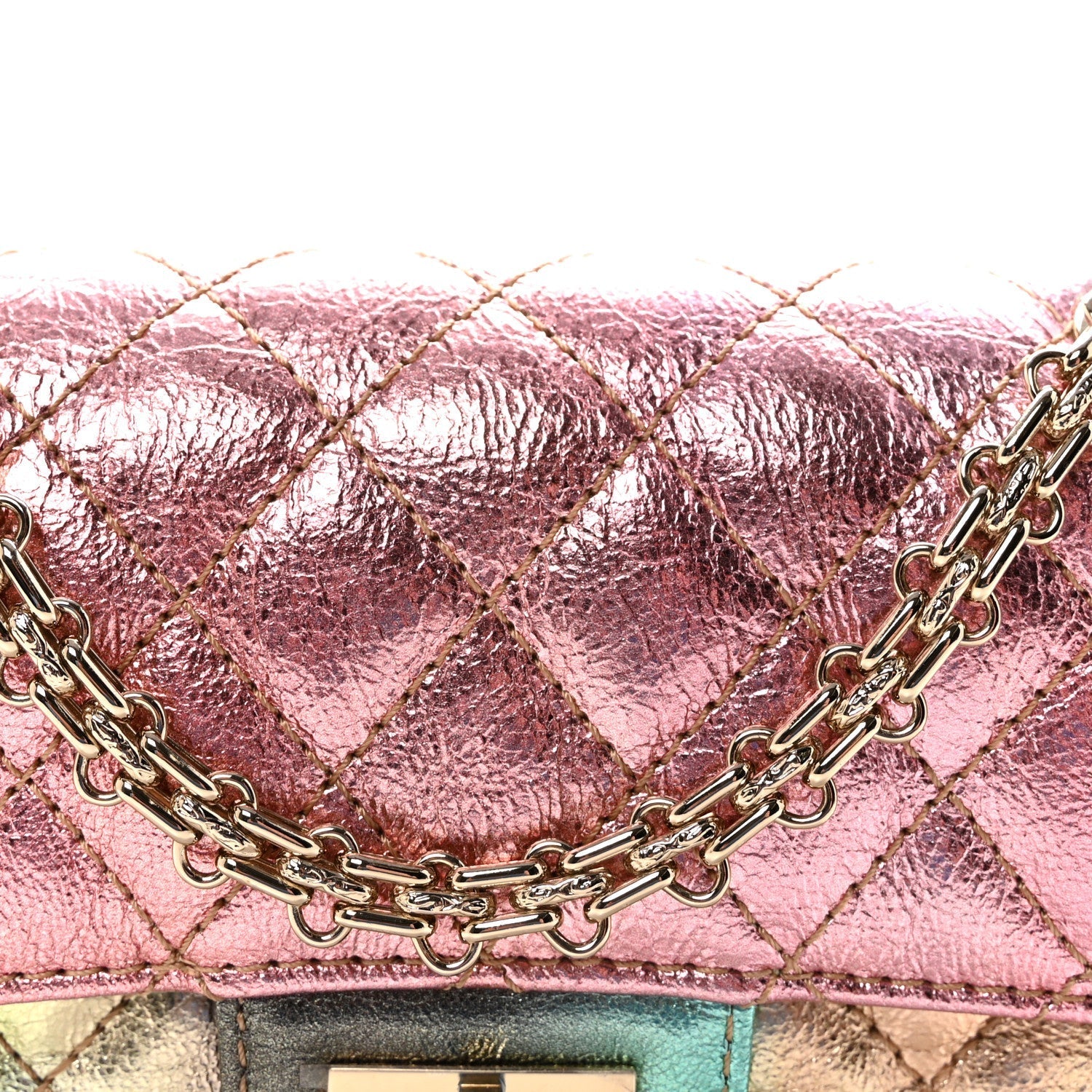 Metallic Goatskin Quilted Mini 2.55 Reissue Flap Multicolor