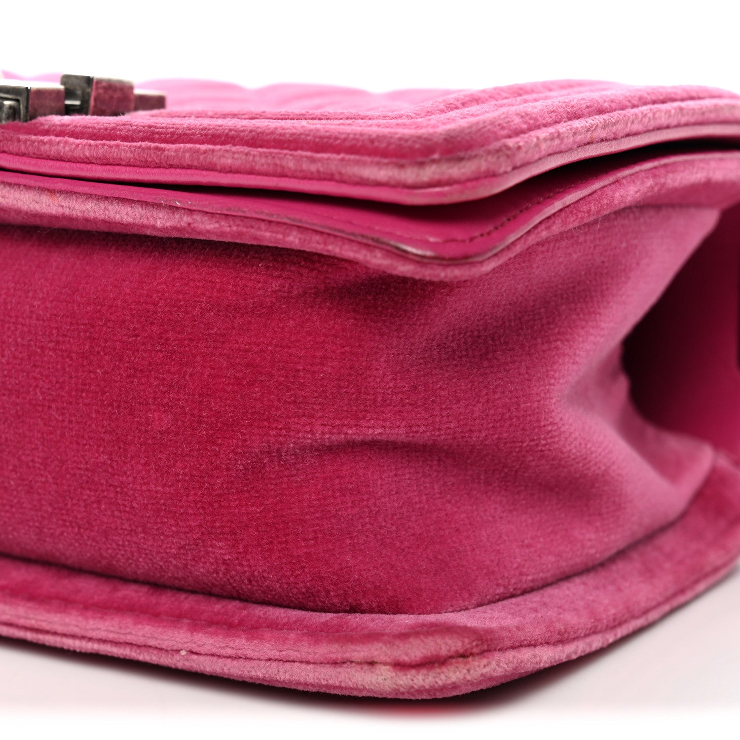 Velvet Quilted Small Boy Flap Fuchsia