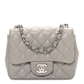 Lambskin Quilted Mini Square Flap Grey