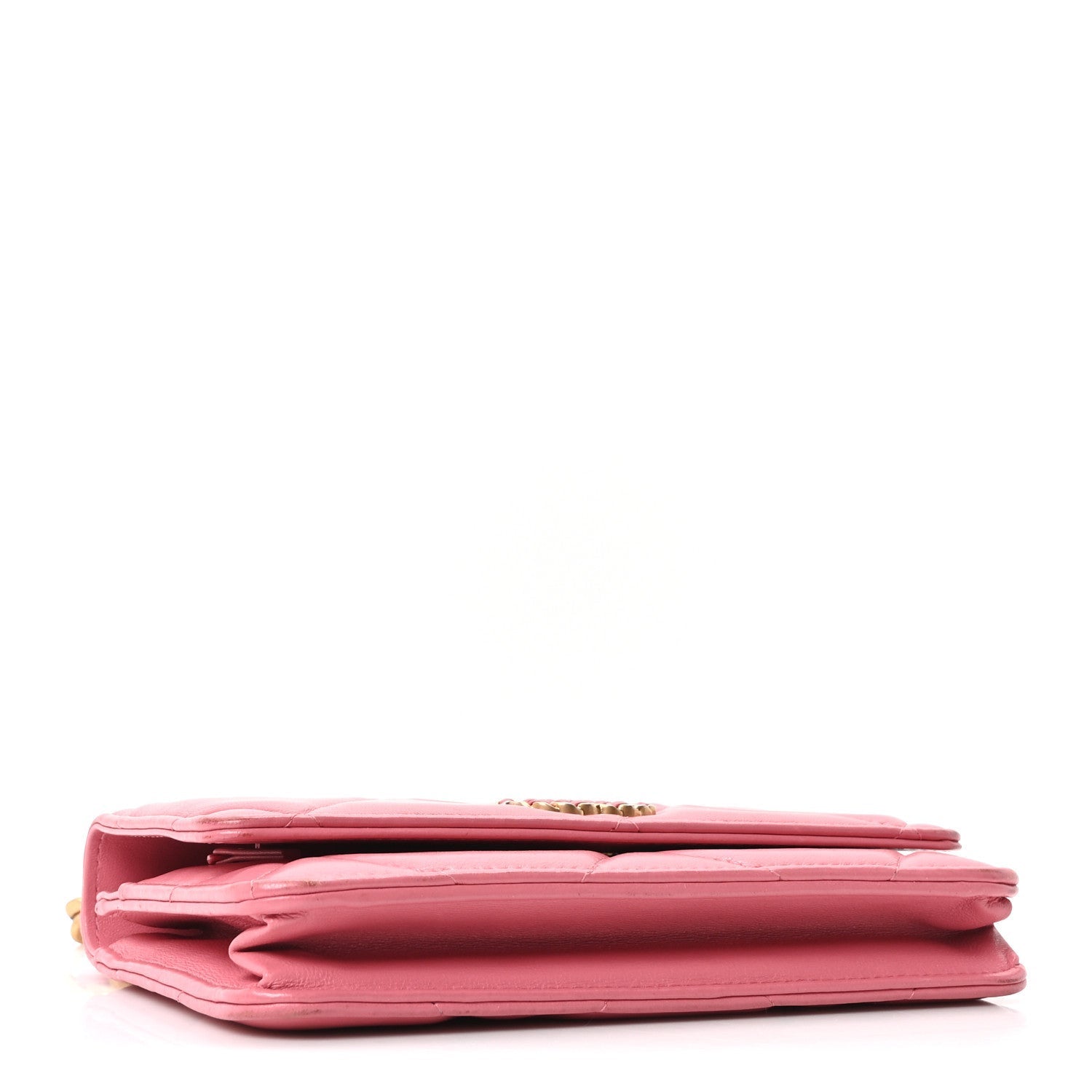 Lambskin Quilted Chanel 19 Wallet On Chain WOC Pink
