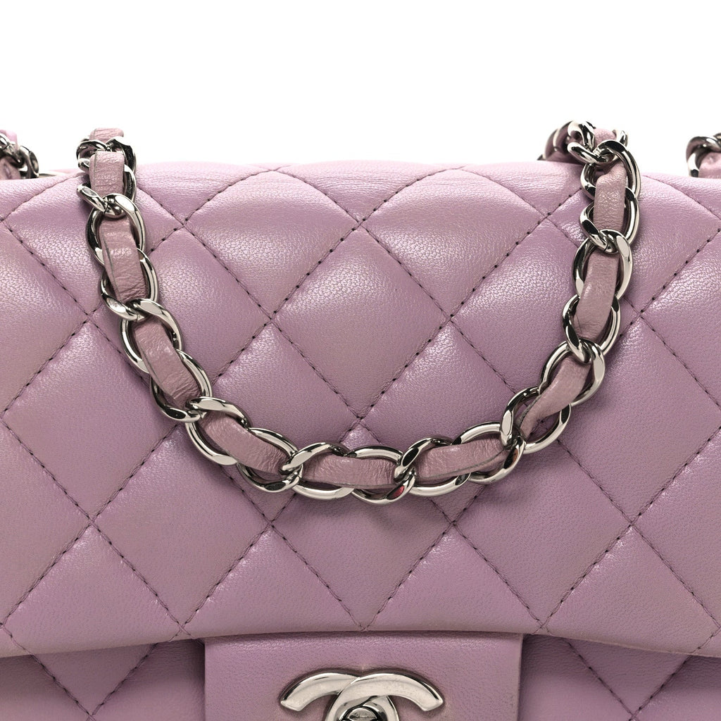 Lambskin Quilted Mini Square Flap Purple