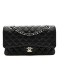 Caviar Quilted Medium Double Flap Black