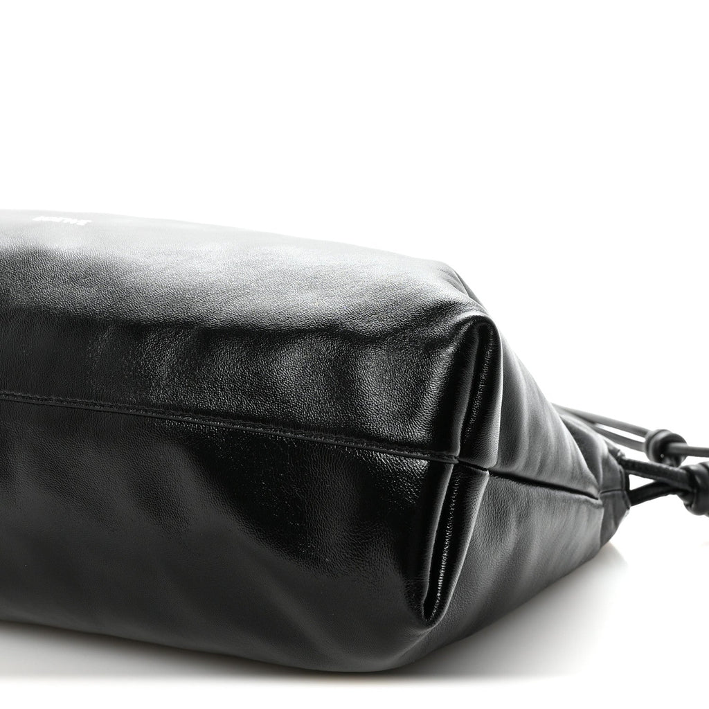 Patent Lambskin Donut Chain Large Flamenco Knot Clutch Black