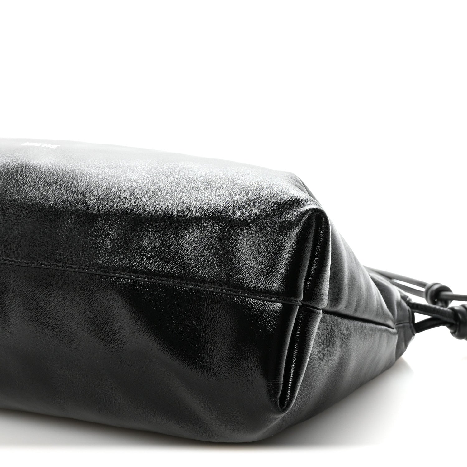 Patent Lambskin Donut Chain Large Flamenco Knot Clutch Black