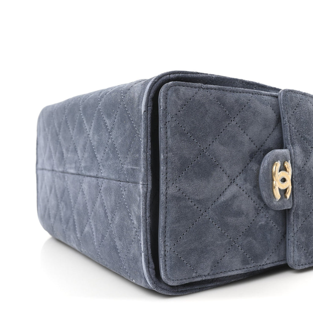 Suede Quilted Small Chanel 25 Handbag Blue