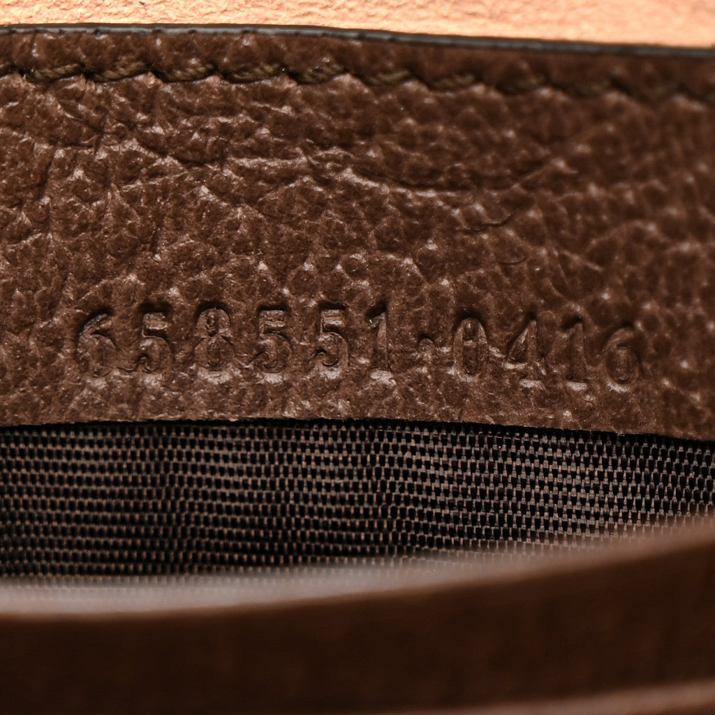 GG Supreme Monogram Textured Calfskin Web Mini Ophidia Half Moon Hobo Beige Ebony New Acero