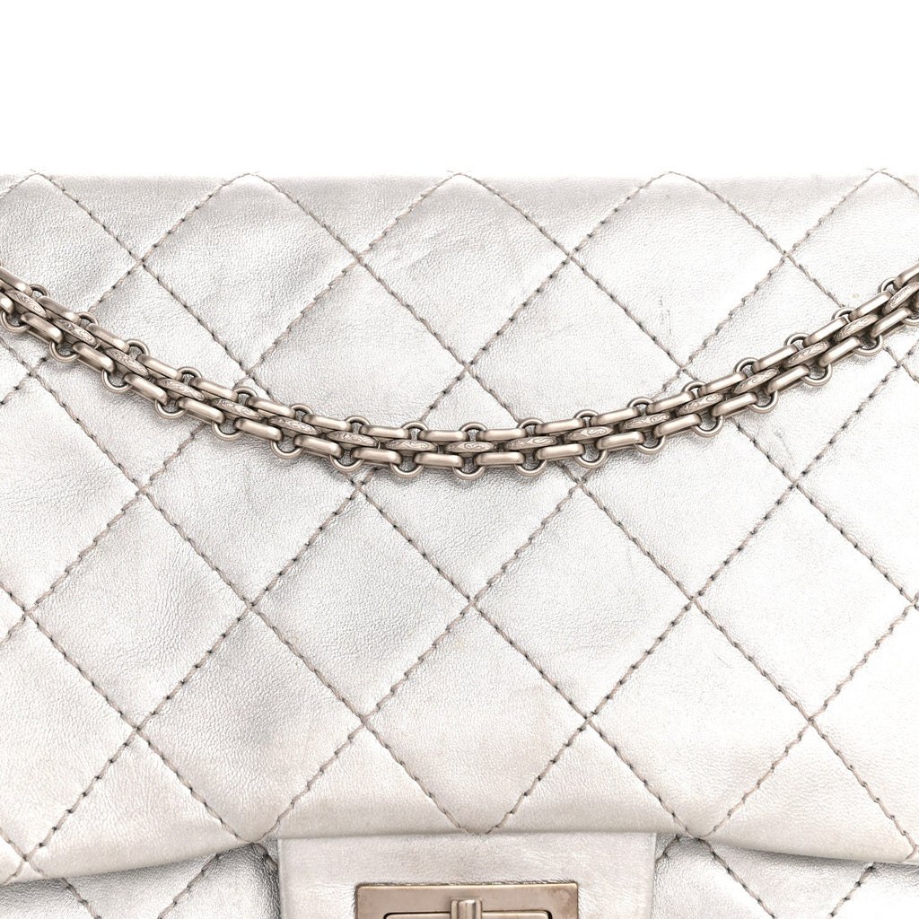 Metallic Lambskin Quilted 2.55 Reissue 227 Flap Silver