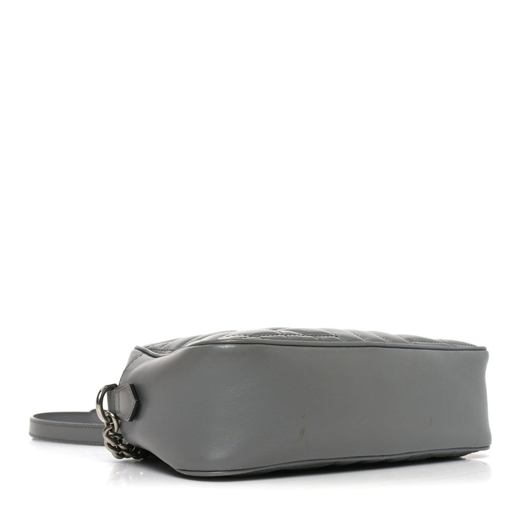 Calfskin Matelasse Aria Small GG Marmont Chain Shoulder Bag Deep Grey