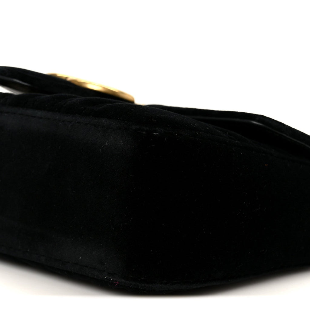 Velvet Matelasse Mini GG Marmont Shoulder Bag  Black
