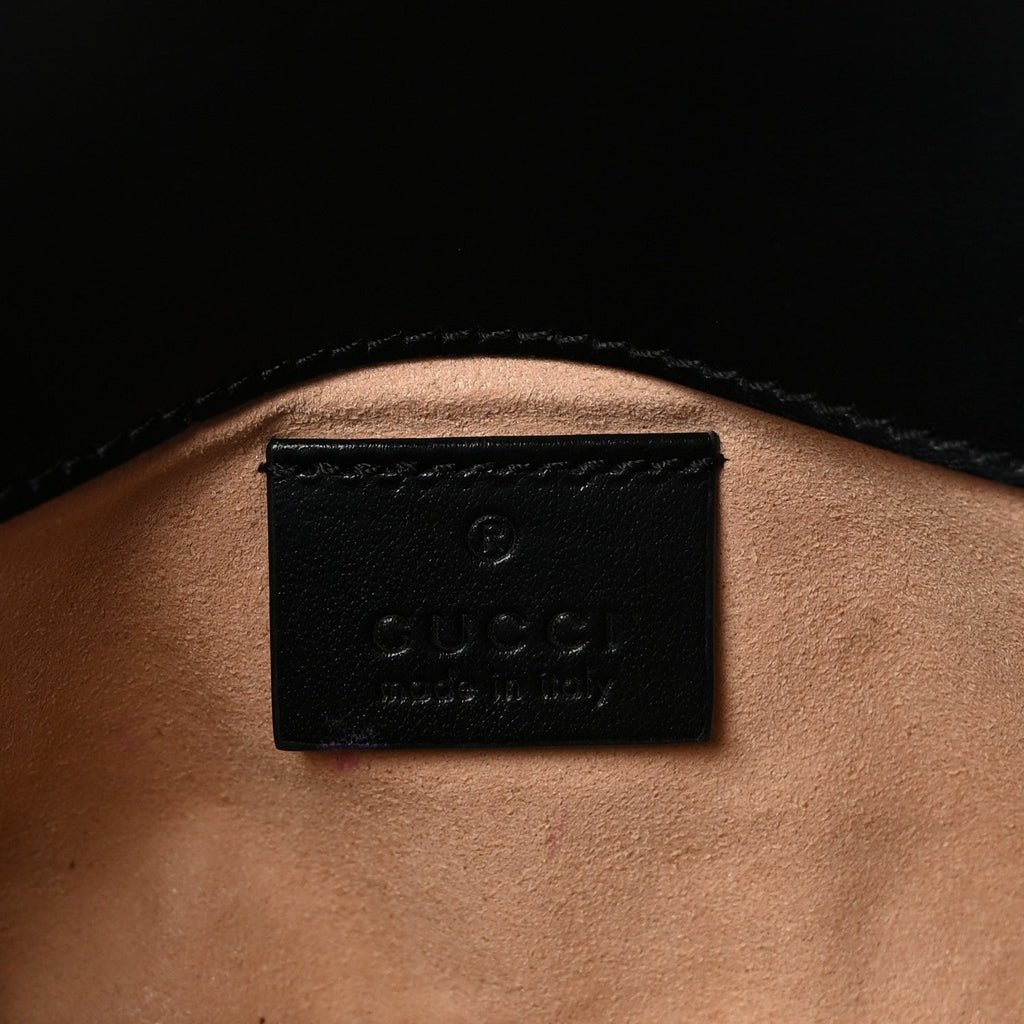 Calfskin Matelasse Super Mini GG Marmont Shoulder Bag Black