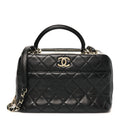 Lambskin Quilted Medium Trendy CC Bowling Bag Black