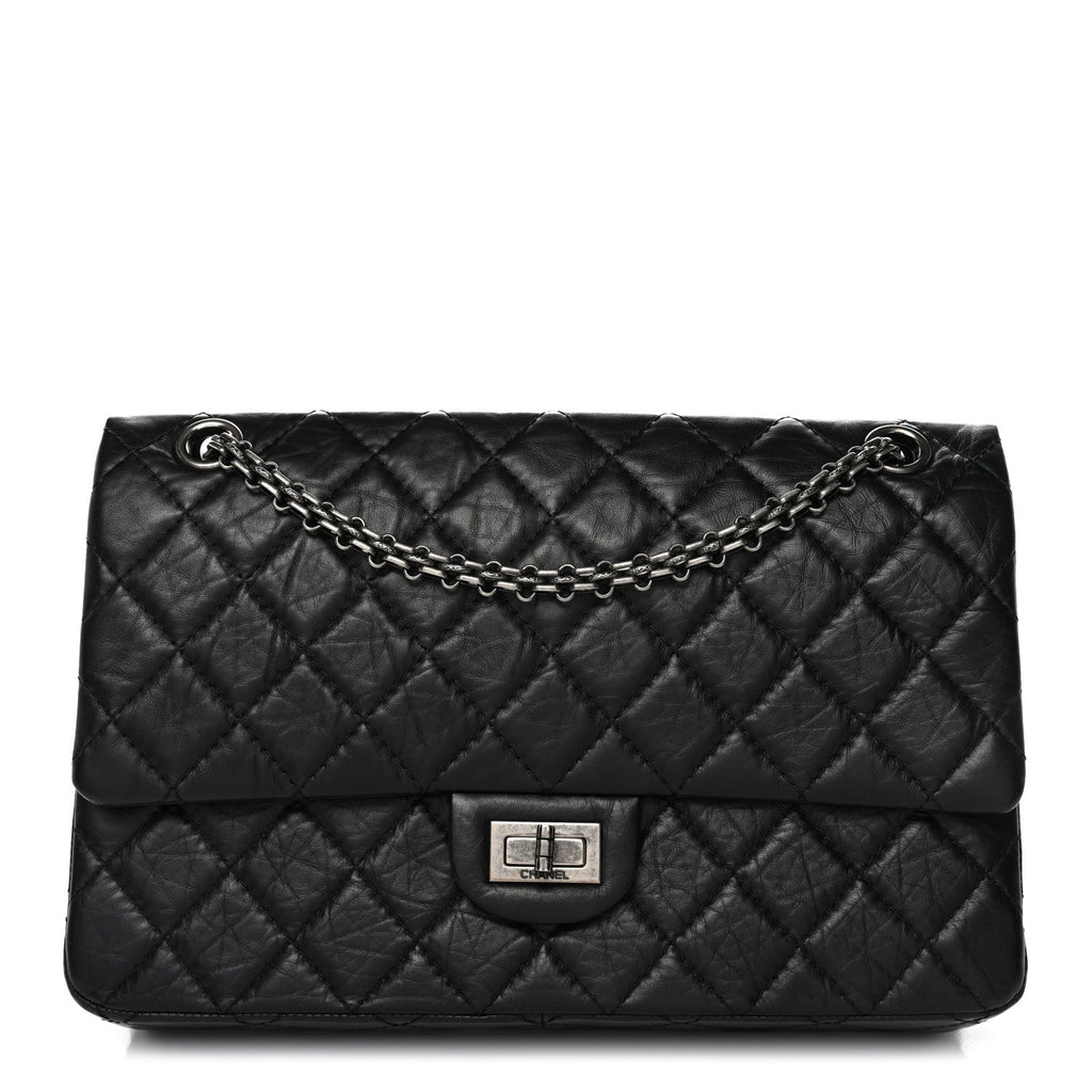 Aged Calfskin Quilted 2.55 Reissue 226 Flap Black