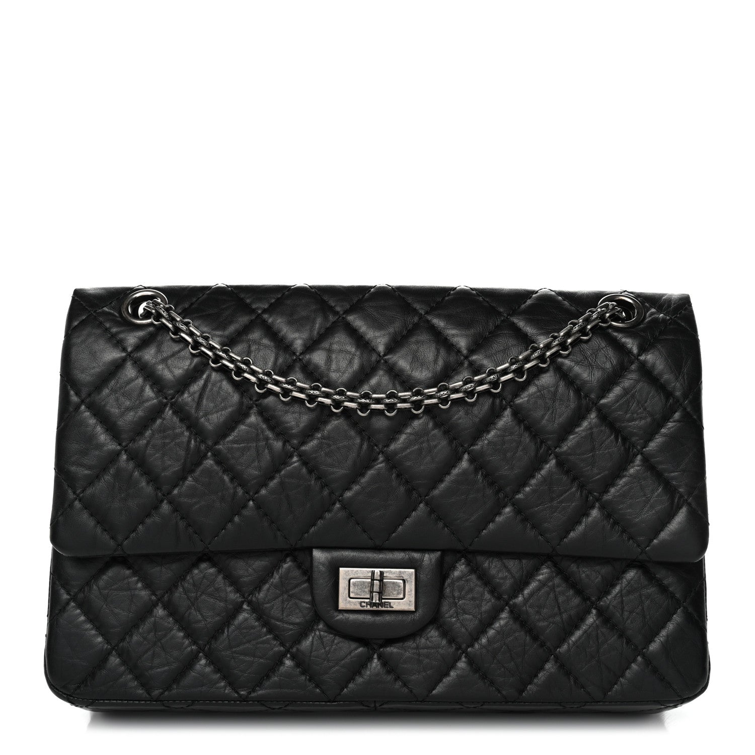 Aged Calfskin Quilted 2.55 Reissue 226 Flap Black