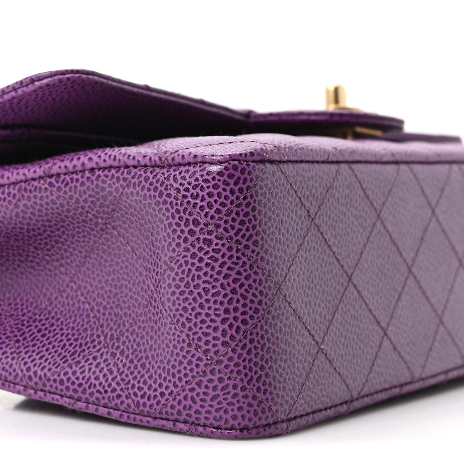 Caviar Quilted Medium Double Flap Purple