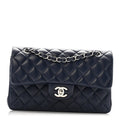 Lambskin Quilted Small Double Flap Blue