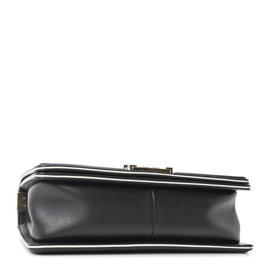Calfskin Quilted Medium Boy Top Handle Flap Black